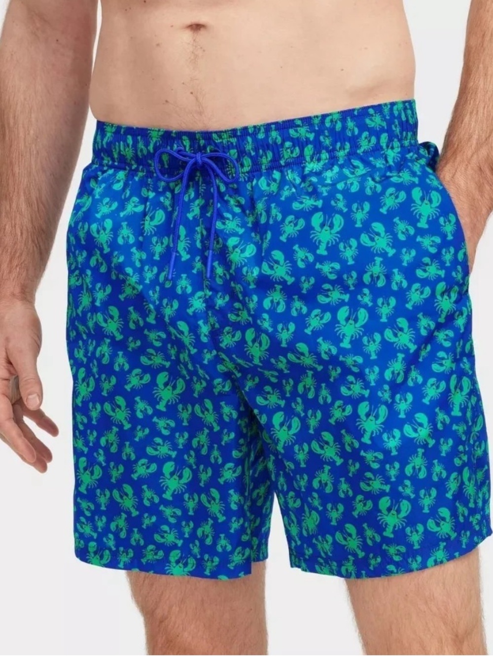 🆕 Roller Rabbit x Target Men's Royal Blue Swim Trunks with Lobster Print - 2XL
